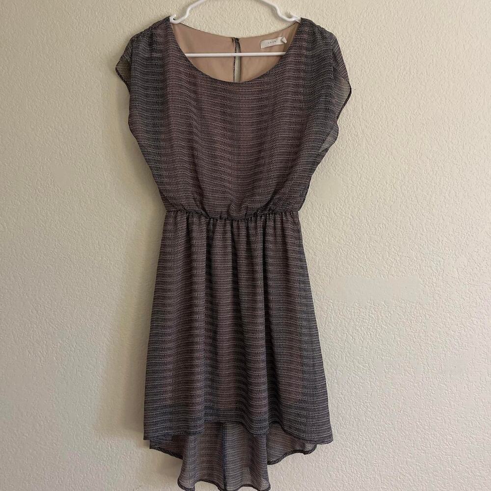 Lush grey black Pattern Minidress Lined High Low Size S